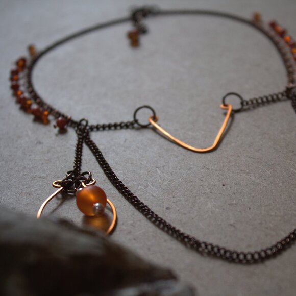 Copper Rustic Fall Folk Necklace - Picture 3 of 6